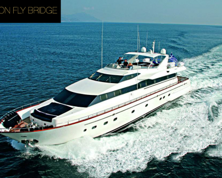 FALCON FLY BRIDGE 100′ | MYKONOS MOTOR YACHT CHARTERS